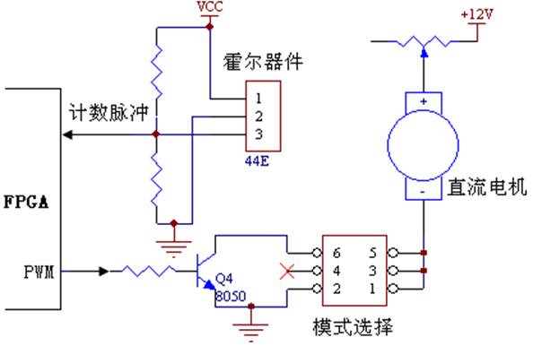 直流電機(jī)和開關(guān)型霍爾器件的電路原理圖